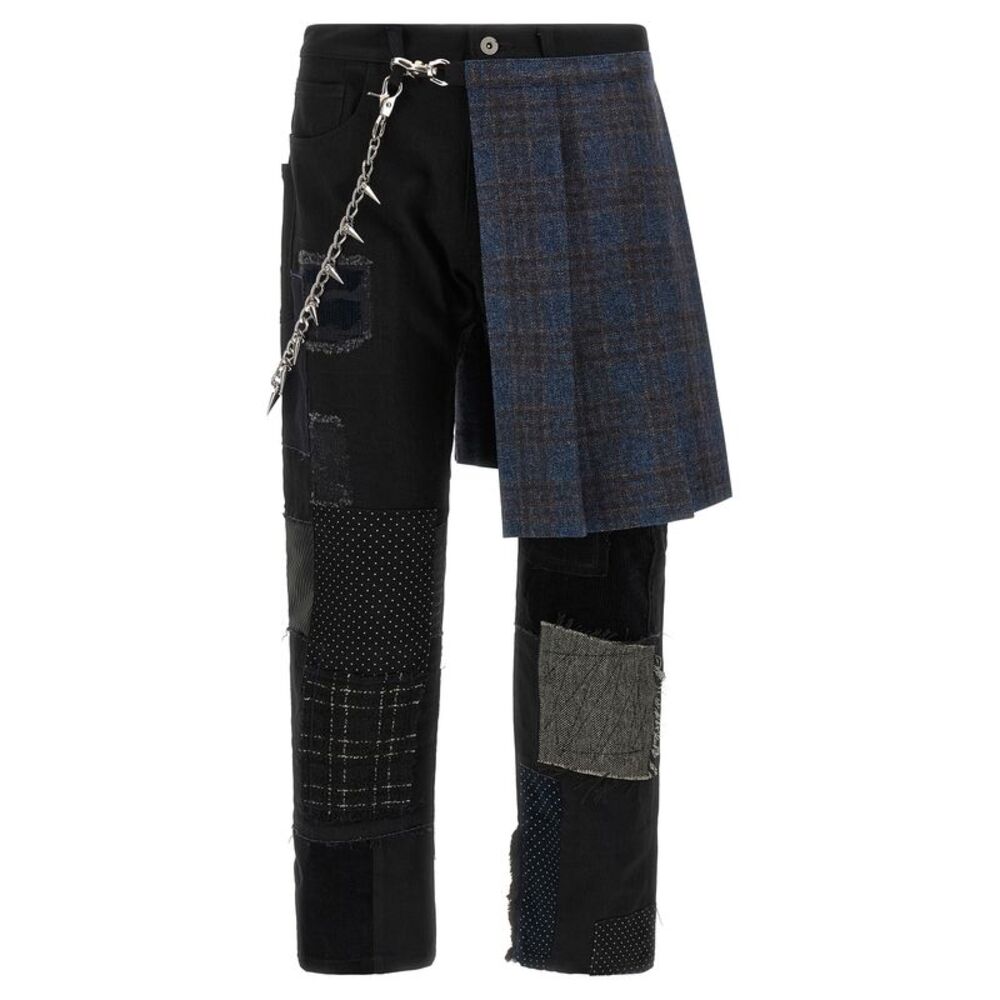Junya Watanabe Men Patchwork Jeans With Kilt